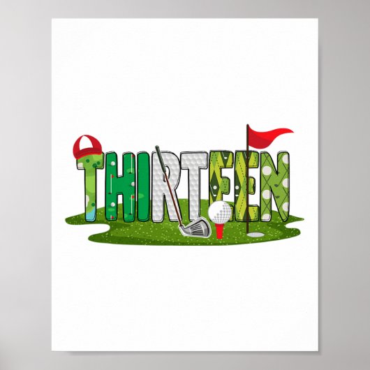 13. Geburtstag Golf Thema 13 Jahre alte Kinder Spo Poster (Vorne)