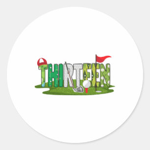13. Geburtstag Golf Thema 13 Jahre alte Kinder Spo Runder Aufkleber