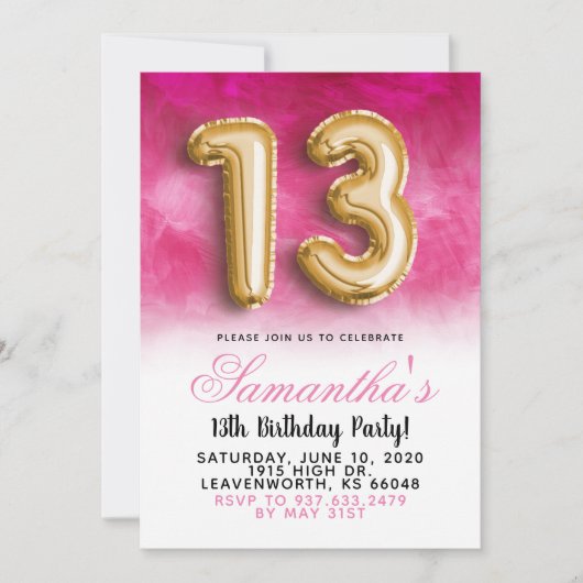 13. Geburtstag: Gradient Invitation Einladung (Vorderseite)