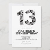 13. Geburtstag, Grauer Camouflage Personalisierter Einladung (Vorderseite)