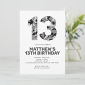 13. Geburtstag, Grauer Camouflage Personalisierter Einladung (Stehend Vorderseite)