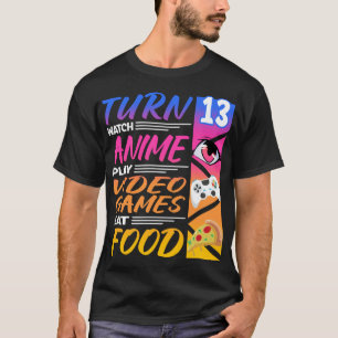 13. Geburtstag I Manga I Gamer I 90s Kawaii Pizza T-Shirt