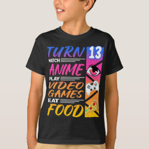 13. Geburtstag I Manga I Gamer I 90s Kawaii Pizza T-Shirt