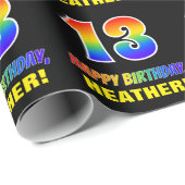 13. Geburtstag: kühl, Spaß, einfach, Regenbogen 13 Geschenkpapier (Rolleneckpunkt)