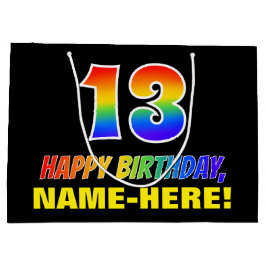 13. Geburtstag: kühl, Spaß, einfach, Regenbogen 13 Große Geschenktüte
