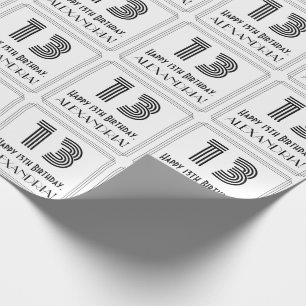 13. Geburtstag: Kunst-Deko-inspirierte Art "13" + Geschenkpapier