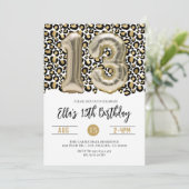 13. Geburtstag Leopard Tierdruckaufforderung Einladung (Stehend Vorderseite)