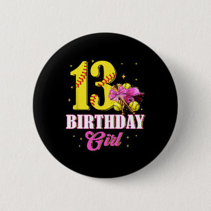 13. Geburtstag Mädchen Kokette Weiche Schleife 10  Button