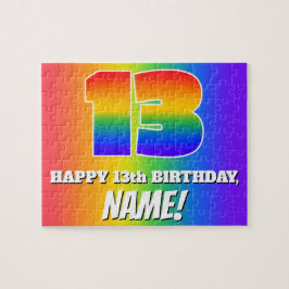 13. Geburtstag — mehrfarbiges Regenbogenmuster "13 Puzzle