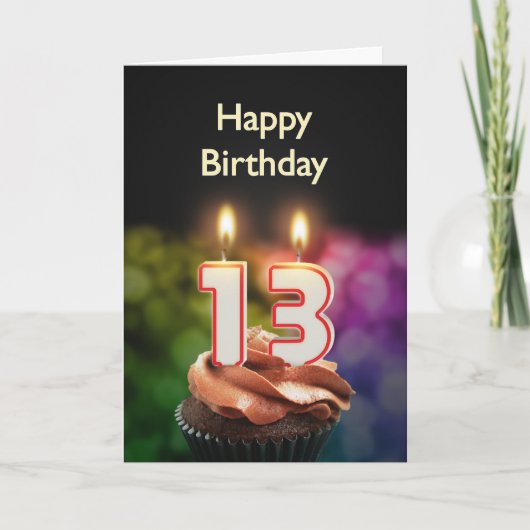 13. Geburtstag mit Kuchen und Kerzen Karte (Vorderseite)