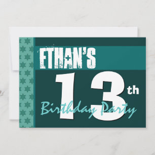 13. Geburtstag Moderne für ihn Green X208 Einladung