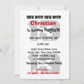 13. Geburtstag Moderner Teen Black Diamonds W702 Einladung (Rückseite)