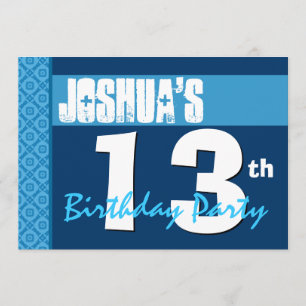 13. Geburtstag Modernes Blue X210 Einladung