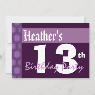 13. Geburtstag Modernes Lila X211 Einladung