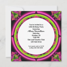 13. Geburtstag Neon Kaleidoskop Einladung