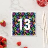 13. Geburtstag Neonsterne auf schwarz Serviette (Beispiel)