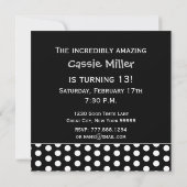 13. Geburtstag Niedliche Polka Dots für Mädchen Einladung (Rückseite)