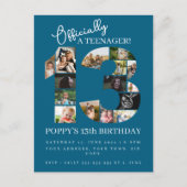 13. Geburtstag offiziell eine Teenager-Foto-Collag Einladungspostkarte (Vorderseite)