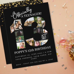 13. Geburtstag offiziell eine Teenager-Foto-Collag Einladungspostkarte