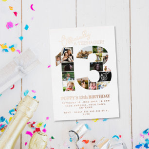 13. Geburtstag offiziell eine Teenager-Foto-Collag Folieneinladung