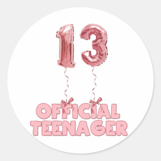 13. Geburtstag Offiziell Teenager Foil Balloons Runder Aufkleber