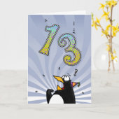 13. Geburtstag - Pinguin-Überraschungskarte Karte (Gelbe Blume)