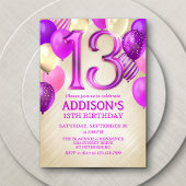 13. Geburtstag Pink Balloons Einladung