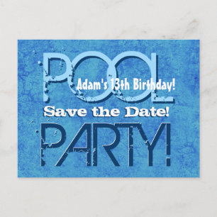 13. Geburtstag Pool Party Save the Date V013 Ankündigungspostkarte
