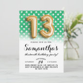 13. Geburtstag Punkt Glitzer Einladung (Stehend Vorderseite)