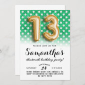 13. Geburtstag Punkt Glitzer Einladung (Vorne/Hinten)