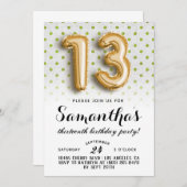 13. Geburtstag Punkt Glitzer Einladung (Vorne/Hinten)