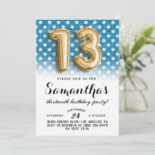 13. Geburtstag Punkt Glitzer Einladung (Stehend Vorderseite)