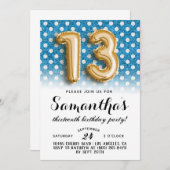 13. Geburtstag Punkt Glitzer Einladung (Vorne/Hinten)