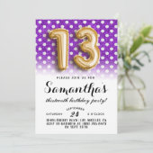 13. Geburtstag Punkt Glitzer Einladung (Stehend Vorderseite)