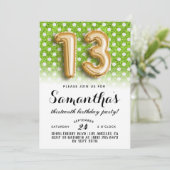 13. Geburtstag Punkt Glitzer Einladung (Stehend Vorderseite)