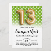 13. Geburtstag Punkt Glitzer Einladung (Vorne/Hinten)