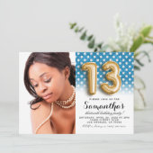 13. Geburtstag Punkt Glitzer Portrait Einladung (Stehend Vorderseite)
