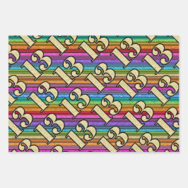 13. Geburtstag Rainbow Stripe Gold Numbers Glitzer Geschenkpapier Set