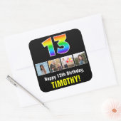 13. Geburtstag: Regenbogen "13"; benutzerdefiniert Quadratischer Aufkleber (Umschlag)