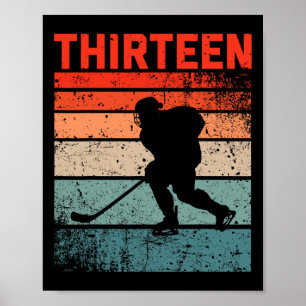 13. Geburtstag Retro Eishockey 13 Jahre alter Jung Poster