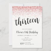 13. Geburtstag Rosa Glitzer Confetti Einladung (Vorderseite)