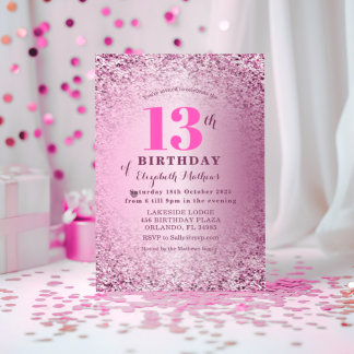 13. Geburtstag Rose Gold Glitzer & Blush Pink Einladung