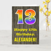 13. Geburtstag: Rustikale Imitate Holzschau, Regen Karte (Gelbe Blume)