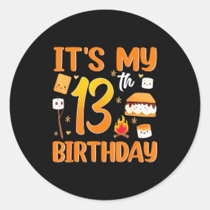 13. Geburtstag S'more-Thema 13-jähriger Party Runder Aufkleber
