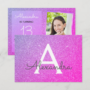 13. Geburtstag Sparkle Lila Pink Foto Einladung