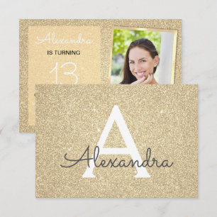 13. Geburtstag Sparkle Luxury Gold Foto Einladung