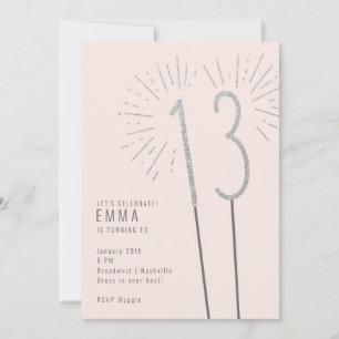 13. Geburtstag Sparkler Girl's Einladung