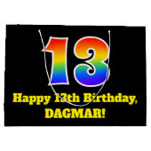 13. Geburtstag ~ Spaß, farbenfroh, lebhaft, Regenb Große Geschenktüte (Rückseite)