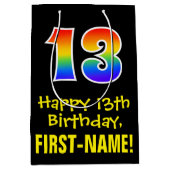 13. Geburtstag: Spaß, kühl, farbig, Regenbogen "13 Mittlere Geschenktüte (Vorderseite)