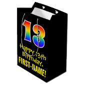 13. Geburtstag: Spaß, kühl, farbig, Regenbogen "13 Mittlere Geschenktüte (Rückseite Schrägansicht)